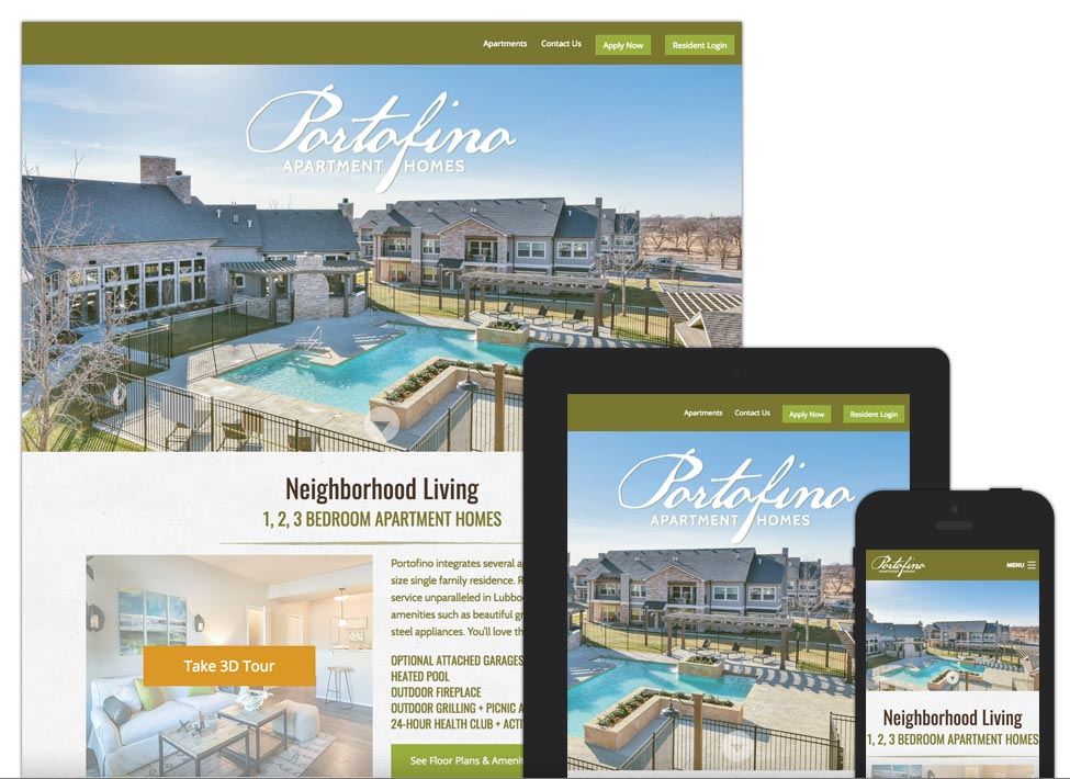 Lubbock Web Design - Portofino Apartment Homes by Hartsfield Design